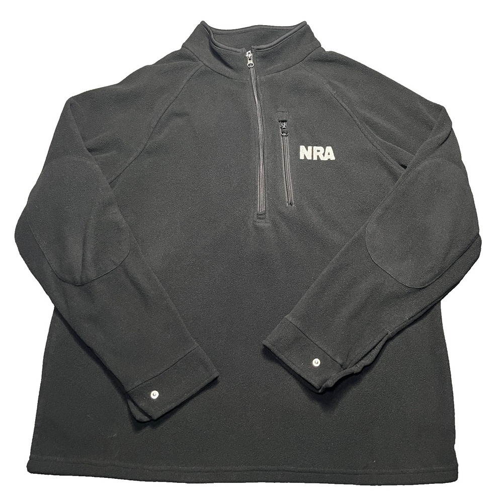 Vintage NRA Quarter Zip Pullover Sweatshirt Men's Large Black Elbow Patches 1/4